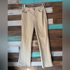 Ralph Lauren Beige Denim Jeans with embroidered side seam bootcut